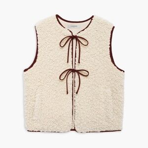 Commense Cream and Brown Textured Vest